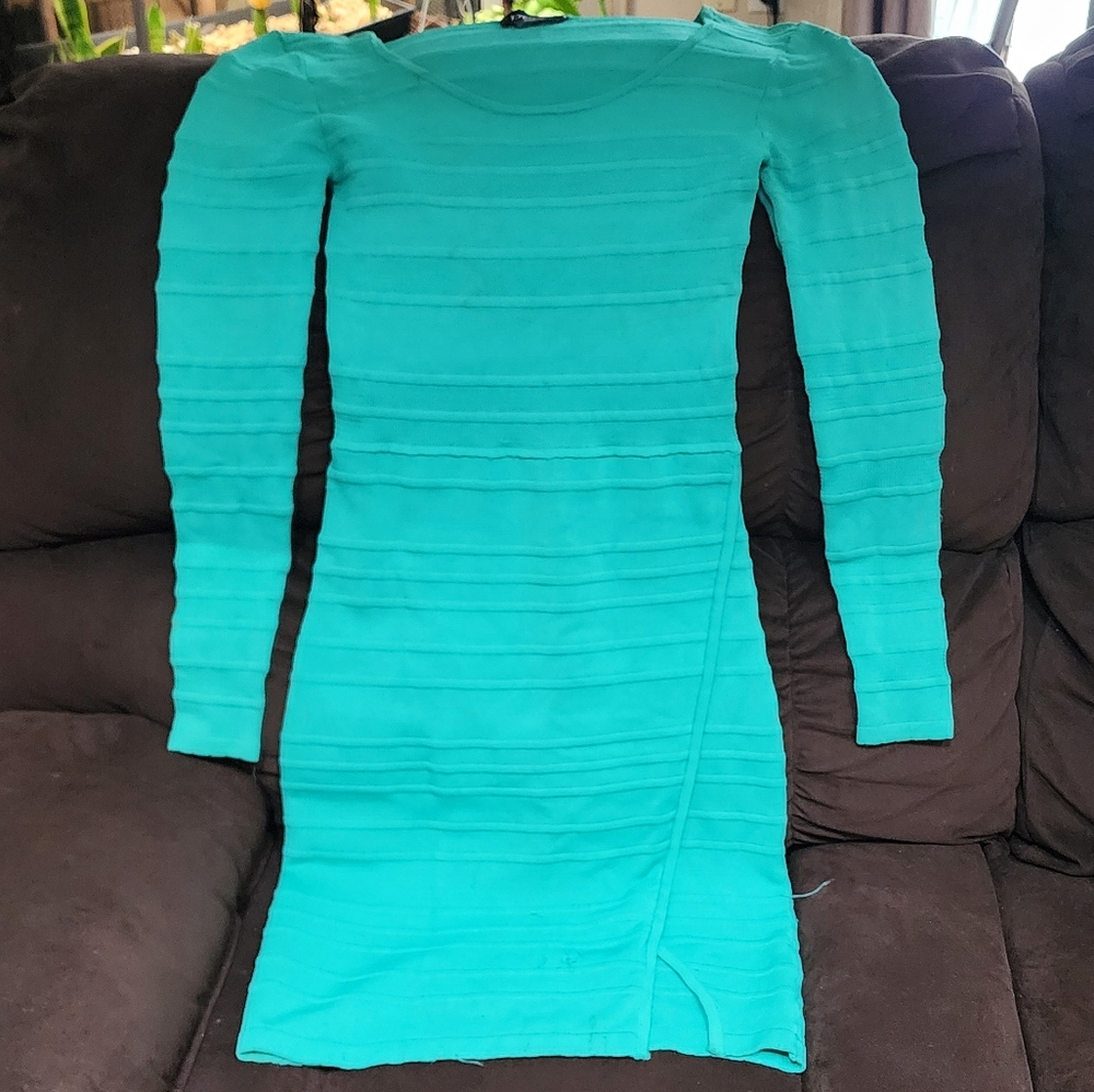Bebe brand Body Con Midi Dress In aqua green  small Size